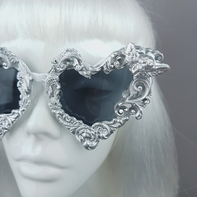 "Heart of Darkness" Silver Filigree Ornate Sunglasses