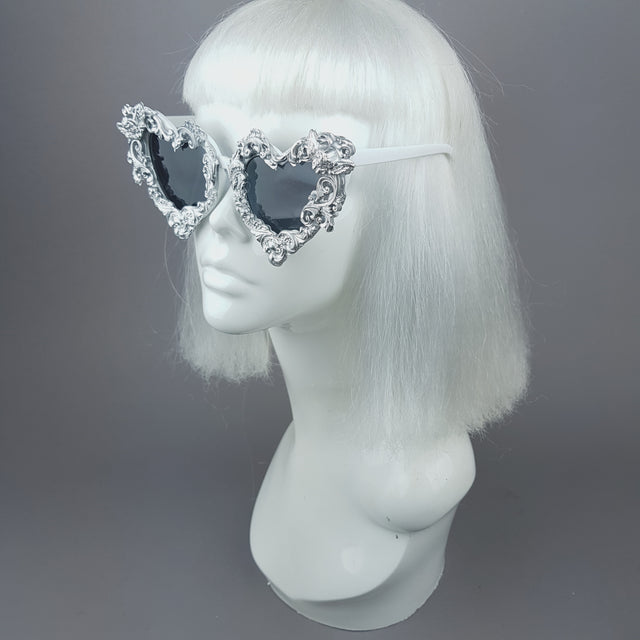 "Heart of Darkness" Silver Filigree Ornate Sunglasses