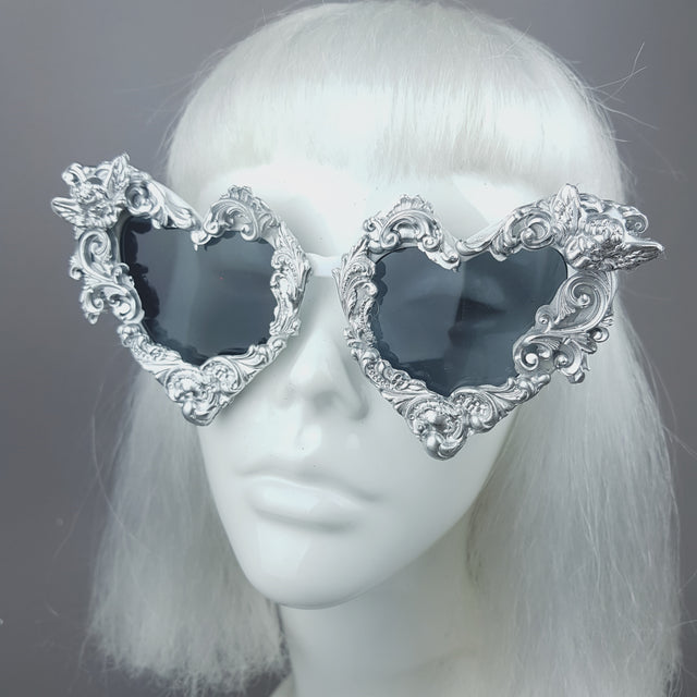 "Heart of Darkness" Silver Filigree Ornate Sunglasses