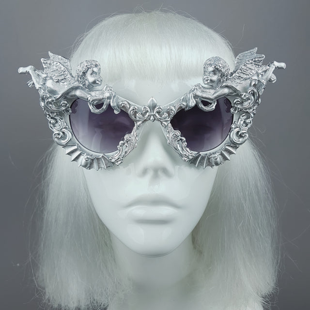 "Kalma" Silver Filigree & Bat Ornate Sunglasses