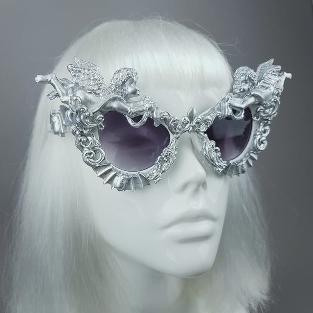 "Kalma" Silver Filigree & Bat Ornate Sunglasses