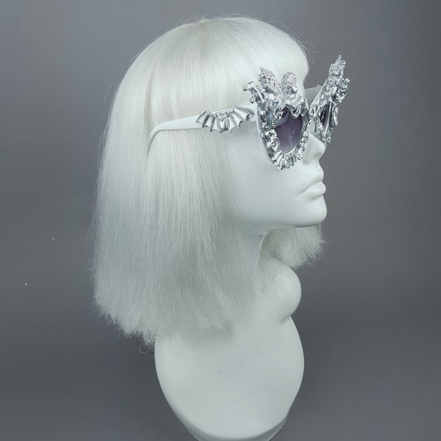 "Kalma" Silver Filigree & Bat Ornate Sunglasses