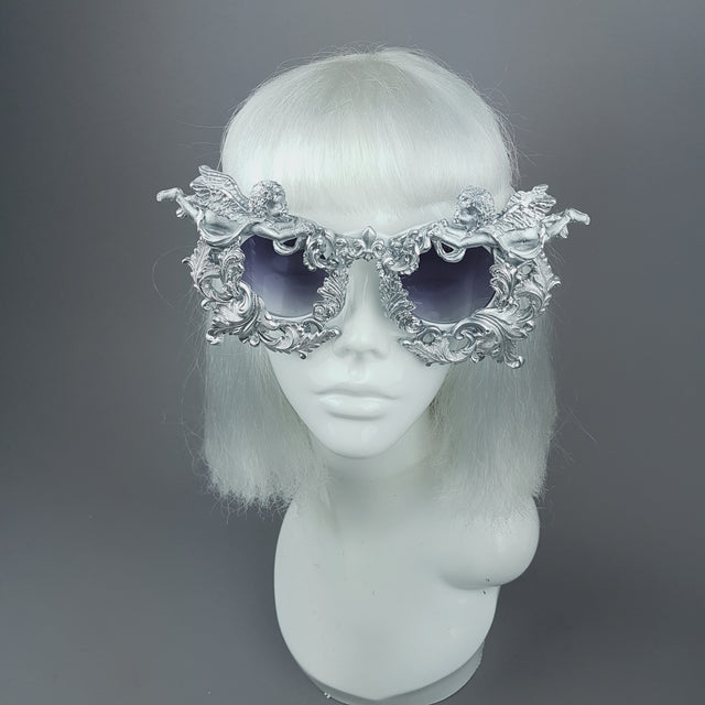 "Seraphim" Silver Filigree Ornate Cherub Sunglasses