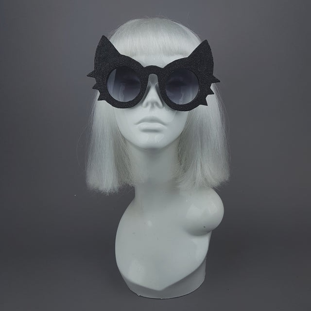 "Meowzer" Black Glitter Cat Sunglasses