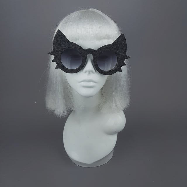 "Meowzer" Black Glitter Cat Sunglasses