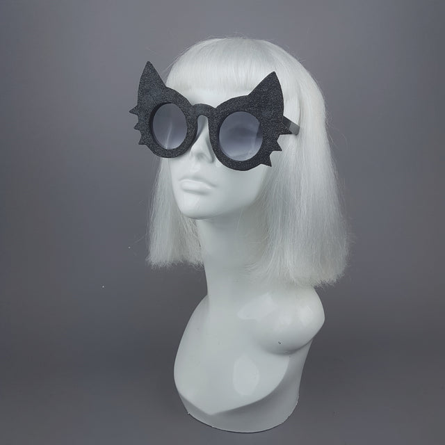 "Meowzer" Black Glitter Cat Sunglasses