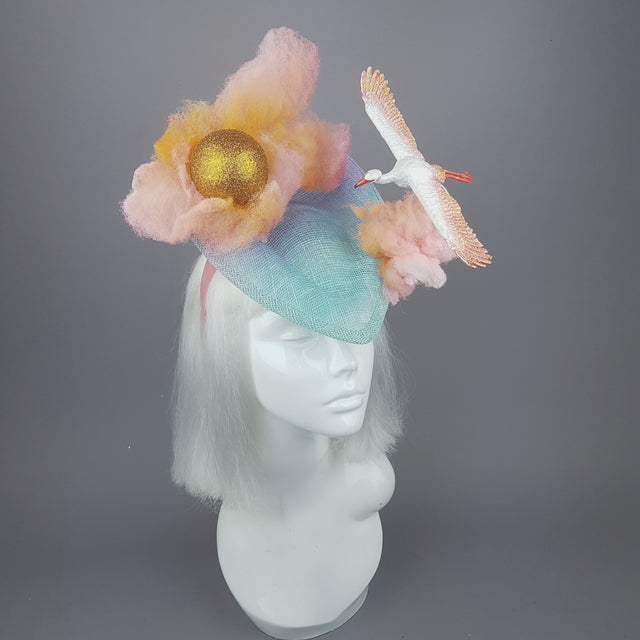 "Dusk" Sunset Sun, Clouds & Flamingo Fascinator Hat
