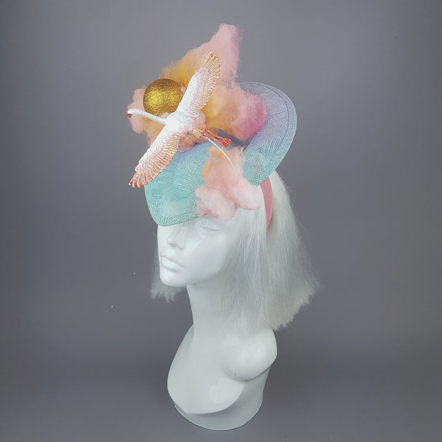 "Dusk" Sunset Sun, Clouds & Flamingo Fascinator Hat