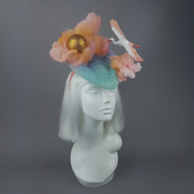 "Dusk" Sunset Sun, Clouds & Flamingo Fascinator Hat