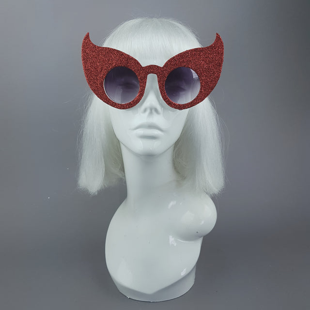 "Hex" Red Glitter Devil Horn Sunglasses