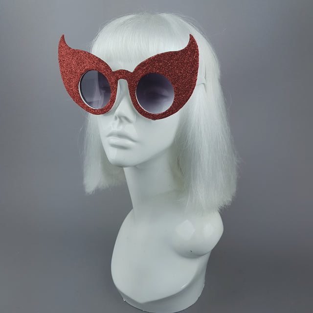 "Hex" Red Glitter Devil Horn Sunglasses