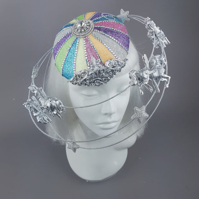 "CandyFloss Dreams" Pastel Circus Carousel Wired Veil Hat