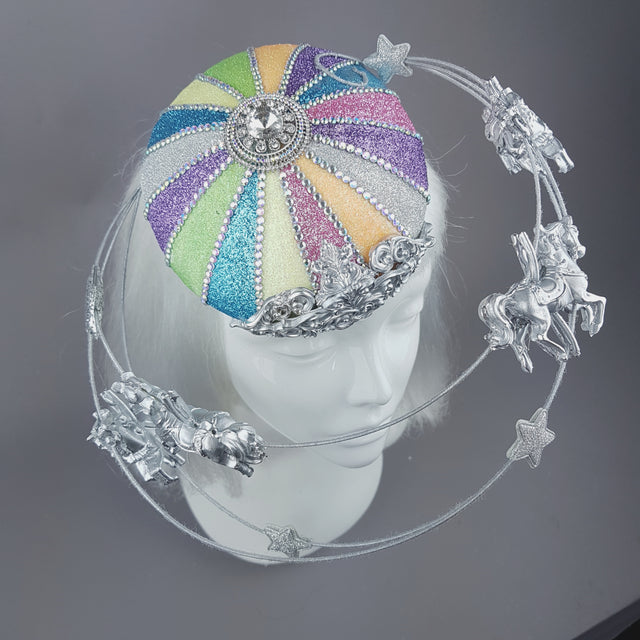 "CandyFloss Dreams" Pastel Circus Carousel Wired Veil Hat