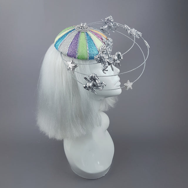 "CandyFloss Dreams" Pastel Circus Carousel Wired Veil Hat
