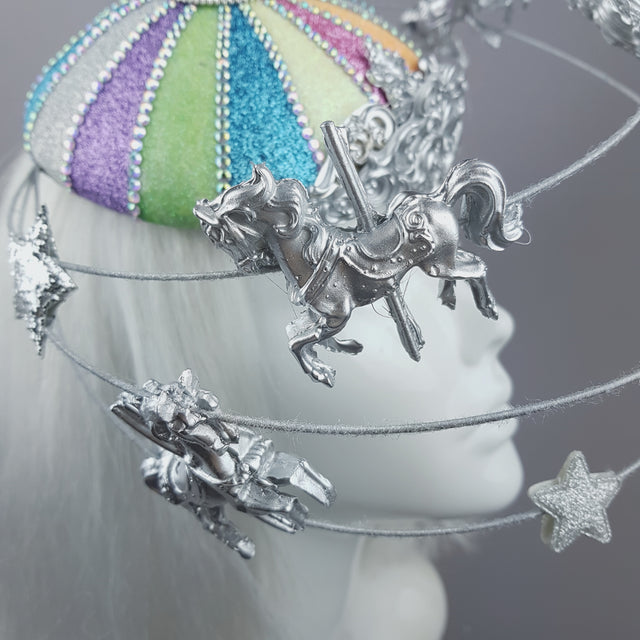 "CandyFloss Dreams" Pastel Circus Carousel Wired Veil Hat