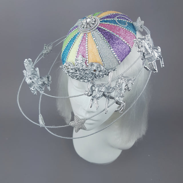 "CandyFloss Dreams" Pastel Circus Carousel Wired Veil Hat