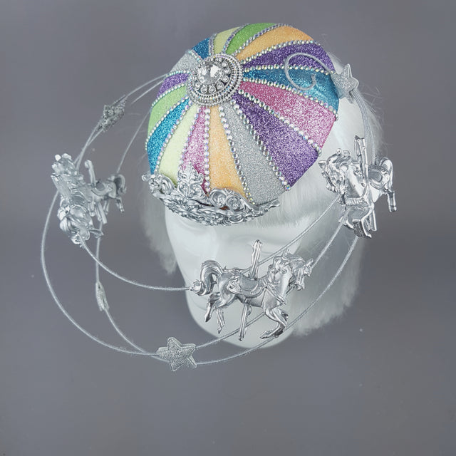 "CandyFloss Dreams" Pastel Circus Carousel Wired Veil Hat