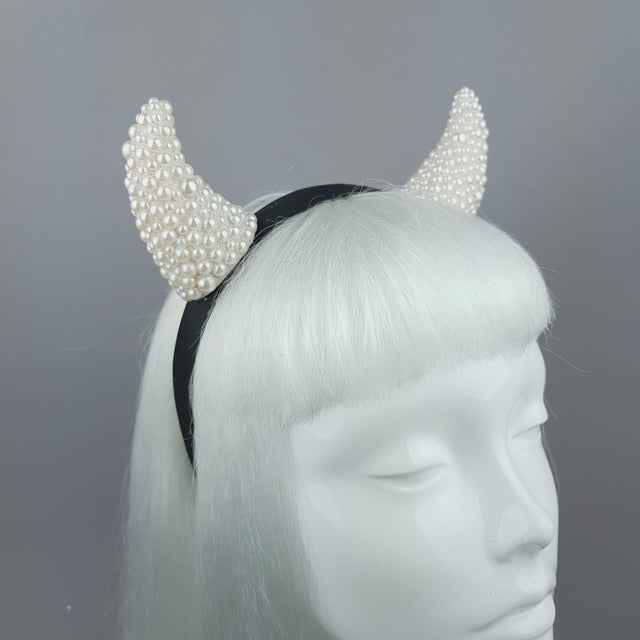 "Suspiria" Pearl Devil Horns Headband