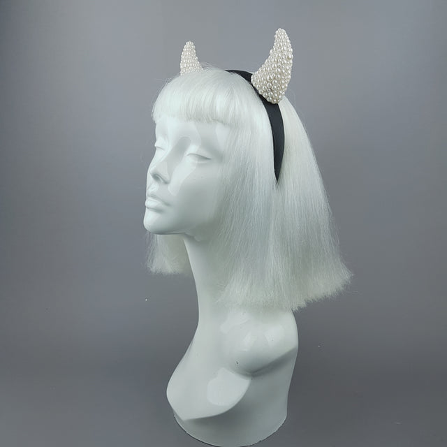 "Suspiria" Pearl Devil Horns Headband