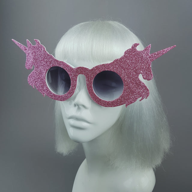 "Believe" Pink Glitter Unicorn Sunglasses