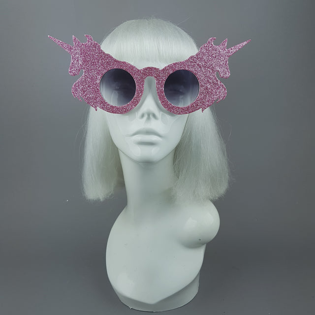 "Believe" Pink Glitter Unicorn Sunglasses
