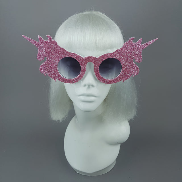 "Believe" Pink Glitter Unicorn Sunglasses