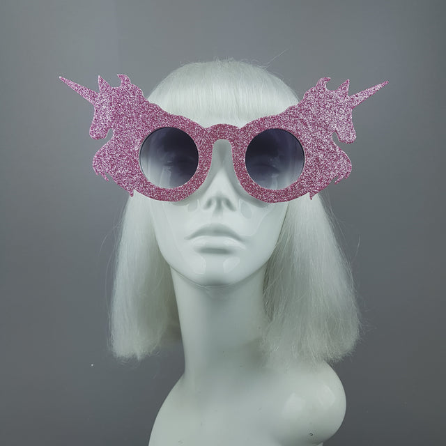 "Believe" Pink Glitter Unicorn Sunglasses