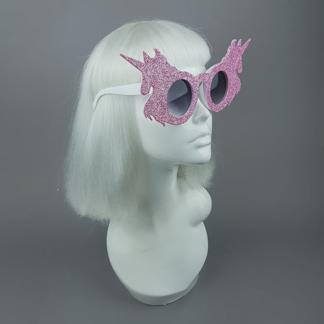 "Believe" Pink Glitter Unicorn Sunglasses