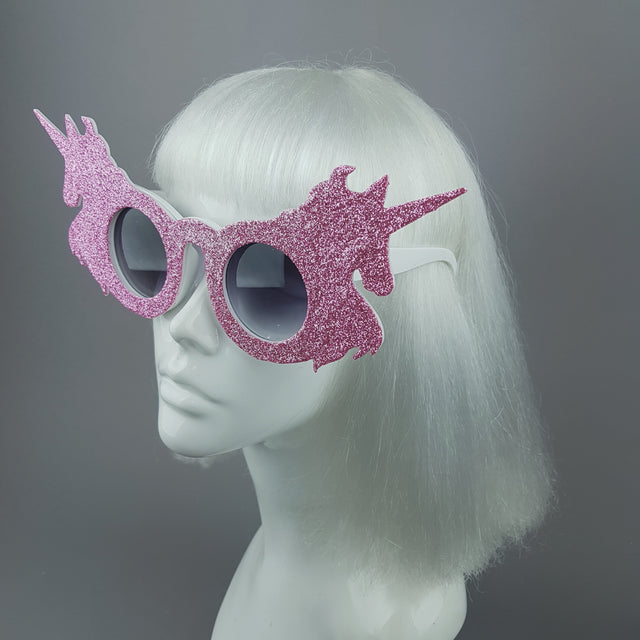 "Believe" Pink Glitter Unicorn Sunglasses