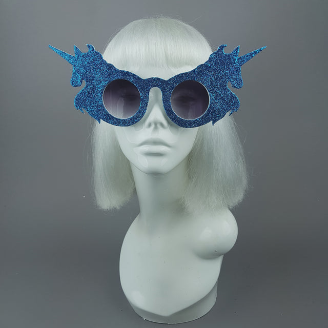 "Believe" Blue Glitter Unicorn Sunglasses
