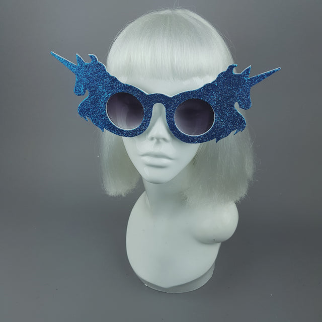 "Believe" Blue Glitter Unicorn Sunglasses