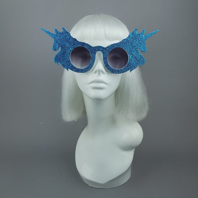 "Believe" Blue Glitter Unicorn Sunglasses