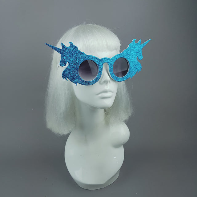"Believe" Blue Glitter Unicorn Sunglasses