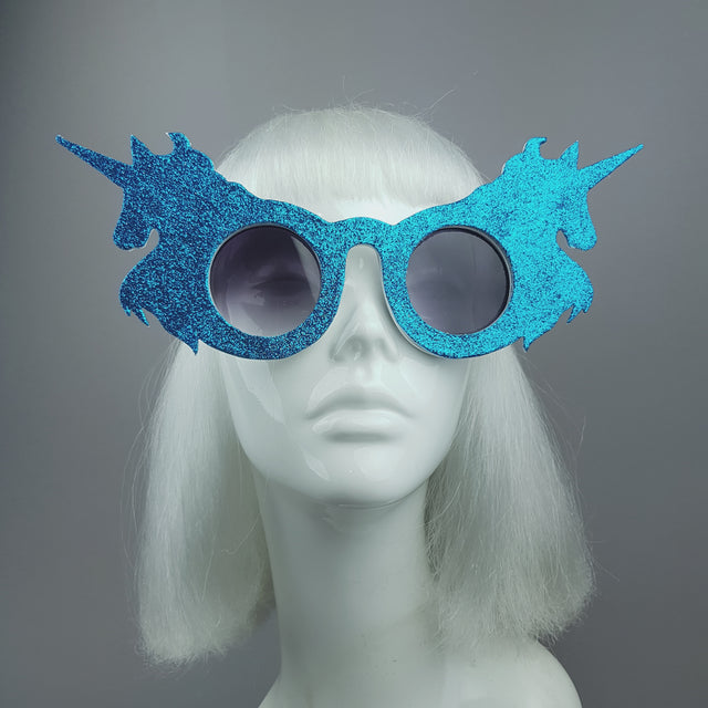 "Believe" Blue Glitter Unicorn Sunglasses