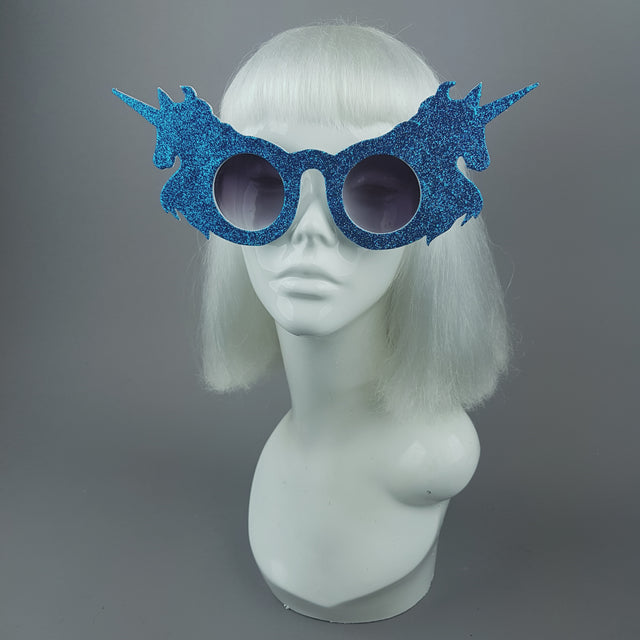 "Believe" Blue Glitter Unicorn Sunglasses