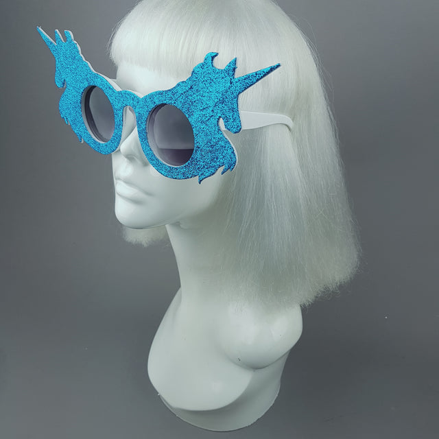 "Believe" Blue Glitter Unicorn Sunglasses