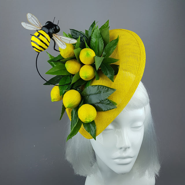 "Zest" Lemon & Bee Fascinator Hat
