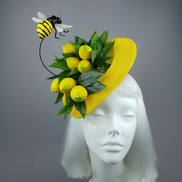 "Zest" Lemon & Bee Fascinator Hat