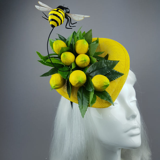 "Zest" Lemon & Bee Fascinator Hat
