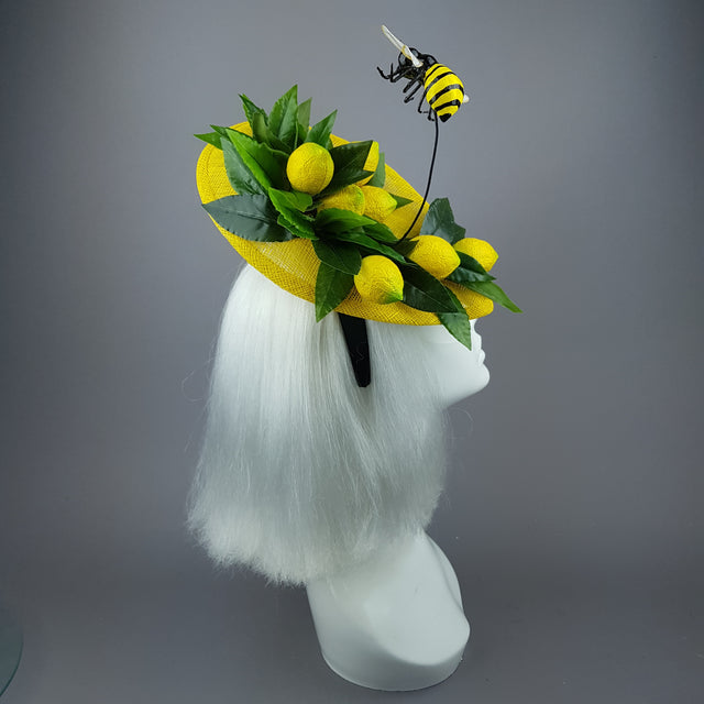 "Zest" Lemon & Bee Fascinator Hat