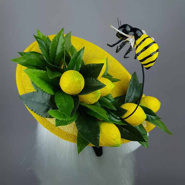 "Zest" Lemon & Bee Fascinator Hat