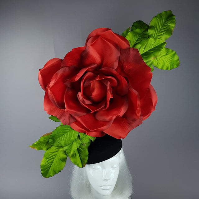 "Coming Up Roses" Giant Red Rose Fascinator Hat