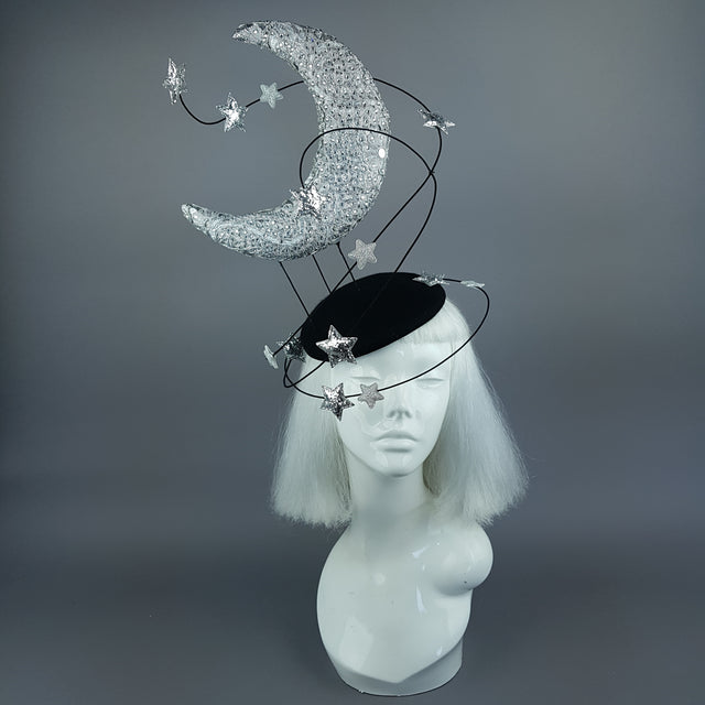 "Under The Silvery Moon" Moon & Stars Fascinator Hat
