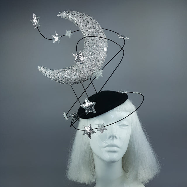 "Under The Silvery Moon" Moon & Stars Fascinator Hat
