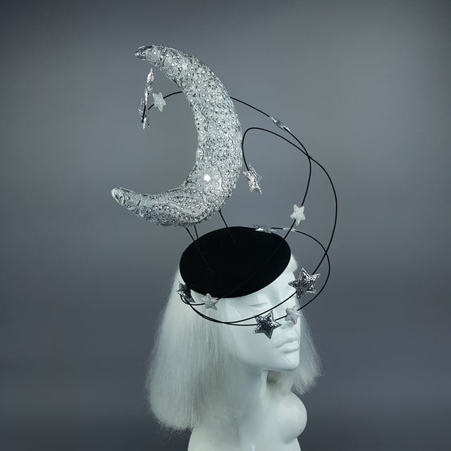 "Under The Silvery Moon" Moon & Stars Fascinator Hat