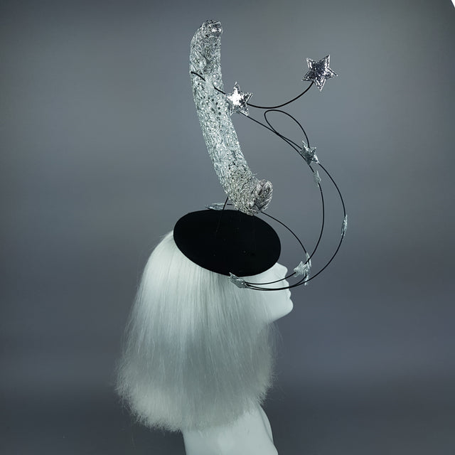 "Under The Silvery Moon" Moon & Stars Fascinator Hat