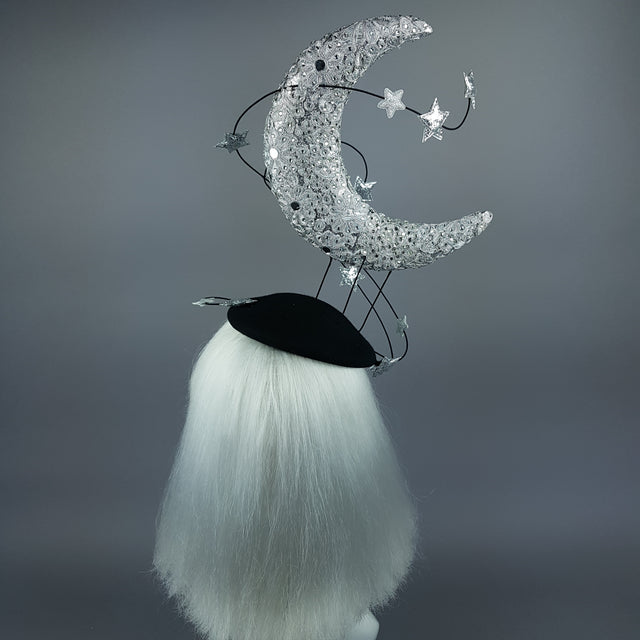 "Under The Silvery Moon" Moon & Stars Fascinator Hat