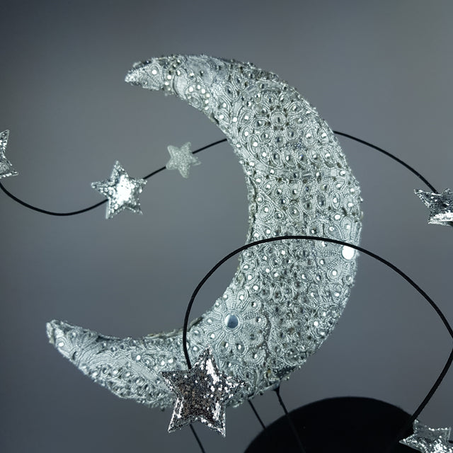 "Under The Silvery Moon" Moon & Stars Fascinator Hat