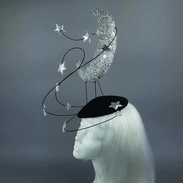 "Under The Silvery Moon" Moon & Stars Fascinator Hat