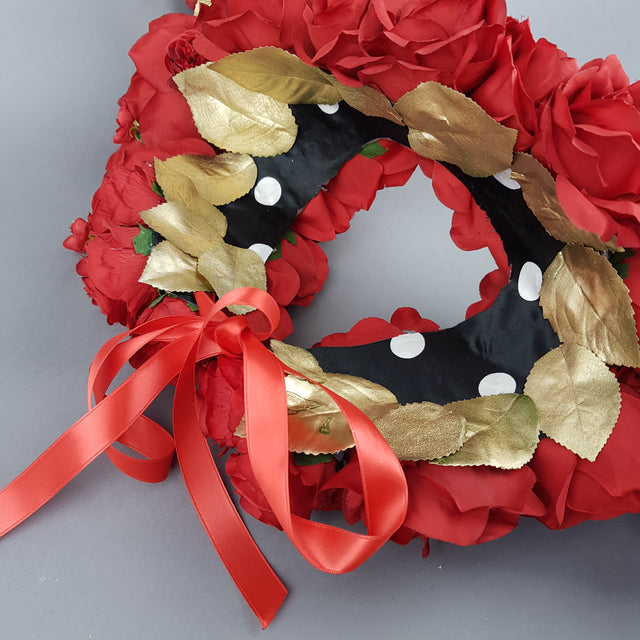 "Inferno" Red Rose, Cherub Halo Moulded Shoulder/Neckpiece